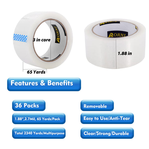 Clear Heavy Duty Packing Tape Refill Rolls (36-Pack)