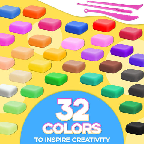 MuseLuxe Air Dry Clay Modeling Kit (32 Colors)