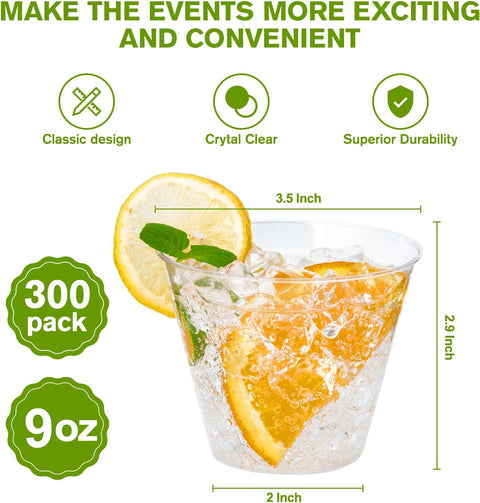 JollyPack Clear Plastic Cups (300-Pack, 9 oz)