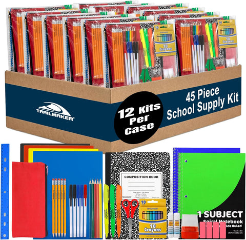 Trail Maker Bulk School Supply Kits (12-Pack)